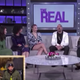 Desus Nice and Kid Mero (inset) contemplate DJ Envy with his wife, Gia Casey (third from left), on The Real, trying to contain the damage.